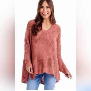 MUDPIE Oscar v-neck sweater in terra.  One Size